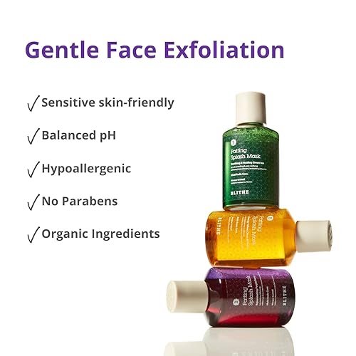 Miniatura 8 de Blithe Patting Splash - Máscara calmante y curativa de té verde y bayas rejuvenecedoras moradas – Exfoliante AHA lavado facial con té verde para