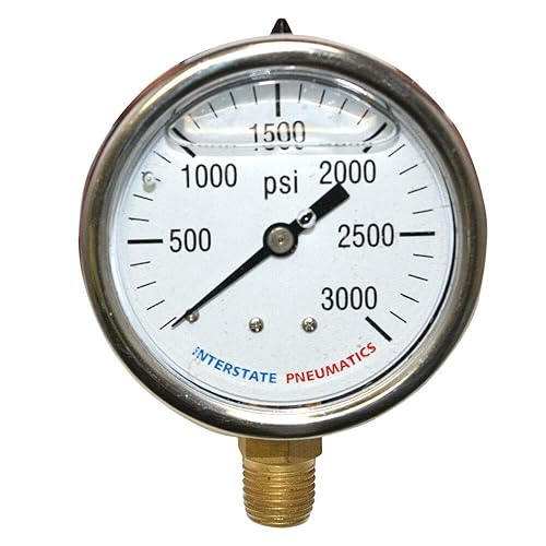 MaxLLTo Reemplazo 3000 PSI 2-1/2 pulgadas Dial 1/4 pulgada NPT montaje inferior medidor de presión para neumática interestatal G7022-3000