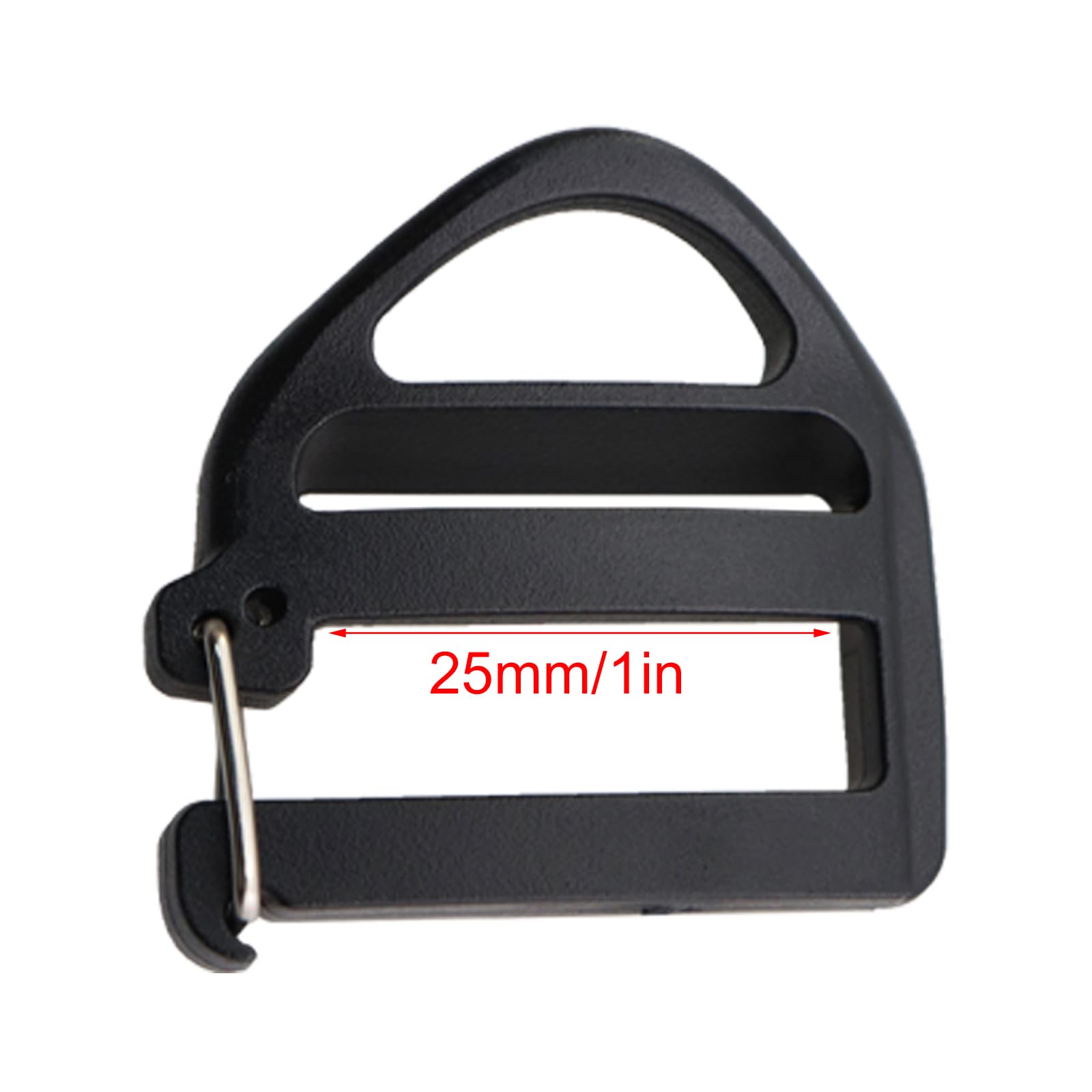 12 piezas de diámetro interior de 25 mm, negro, multifuncional, plástico, gancho abierto, clip de cincha, gancho de mochila, gancho de cierre abierto, hebilla deslizante ideal para ajustar