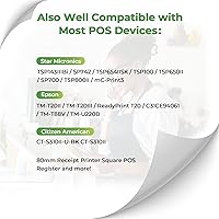 Vista 4 de MUNBYN Papel de recibo térmico de 3 1/8 x 19.6 pies, 50 rollos de papel de recibo para Star Micronics TSP100 TSP143 Epson de 3.150 in, registro