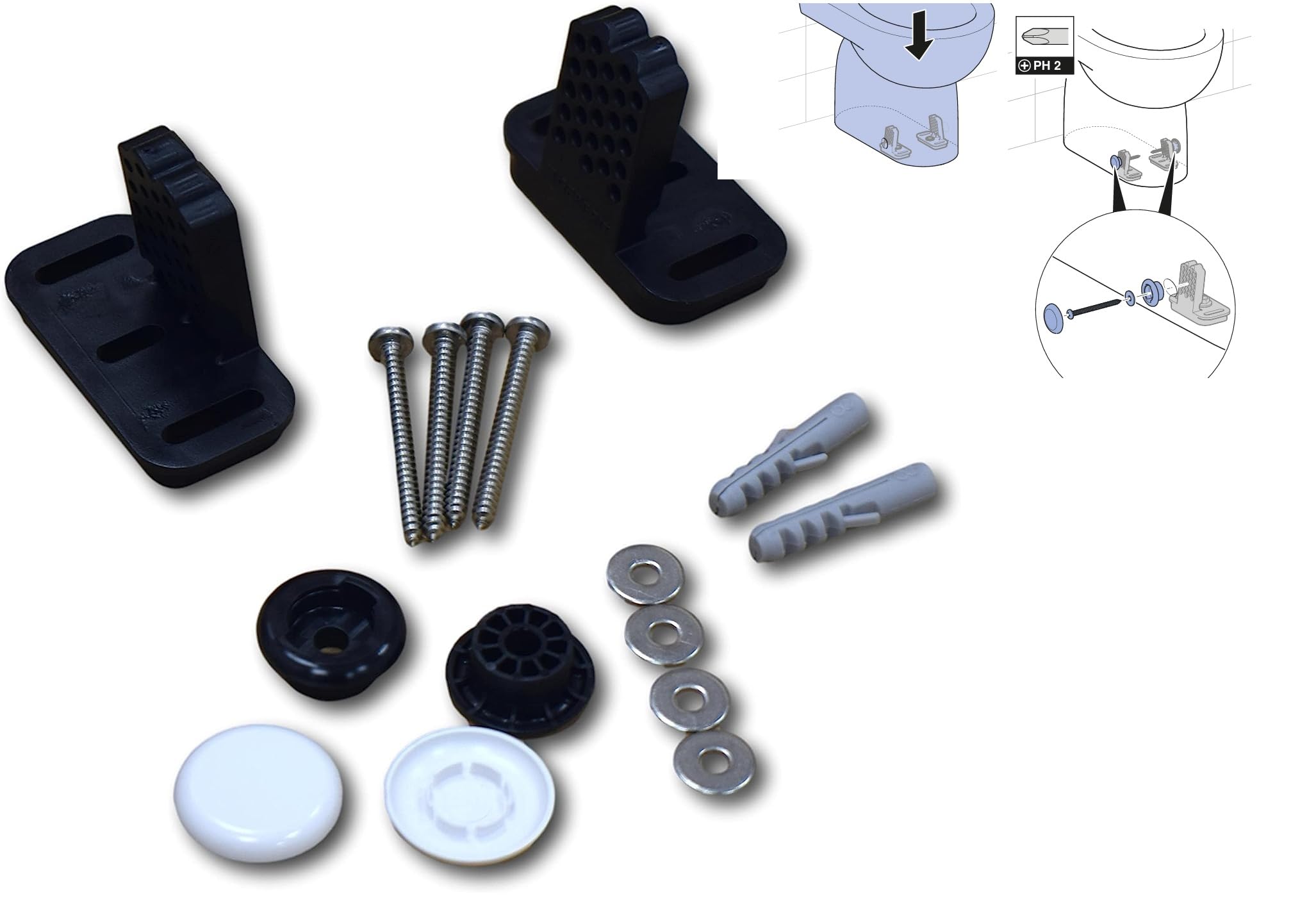 Geberit Angled Floor to WC Toilet Pan Bidet or Semi Pedestal Fixing Kit Bracket & Bolts