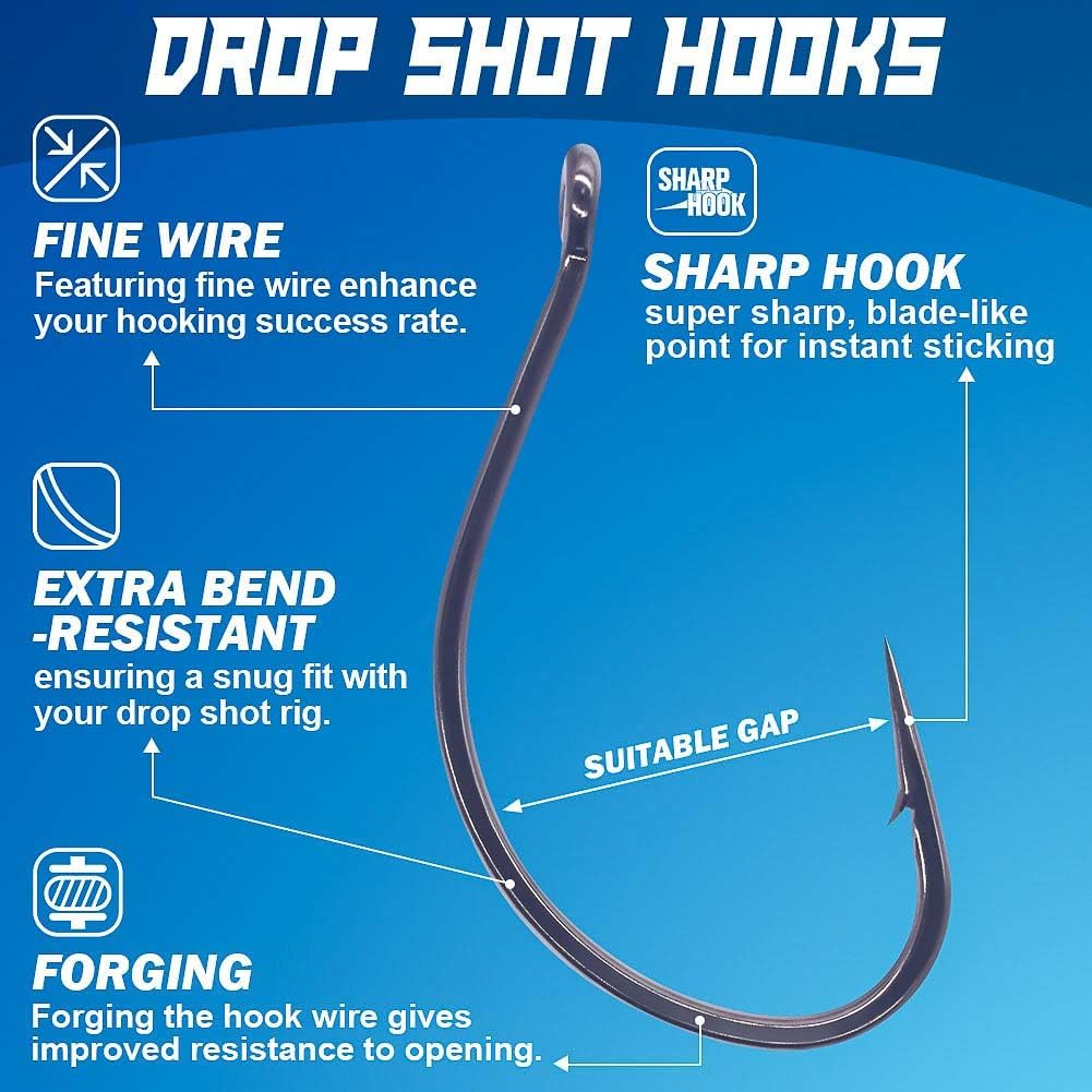 XFISHMAN Drop-Shot-Hooks-for-Bass-Fishing-Split-Shot-Dropshot-Hook-50 Pack