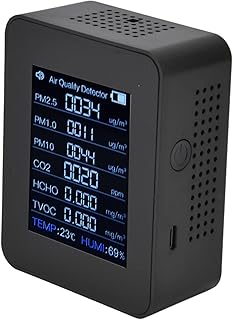 NEZE Air quality monitor, USB charging multifunction TVOC detector for PM1.0 PM10 for CO2 TVOC for HCHO PM2.5 Black (NEZEUmxI-11)