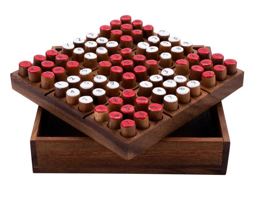 Engelhart – 350230 – Drewniane Sudoku w pudełku – łamigłówka matematyczna – gra logiczna – 1 gracz – 14 x 14 cm