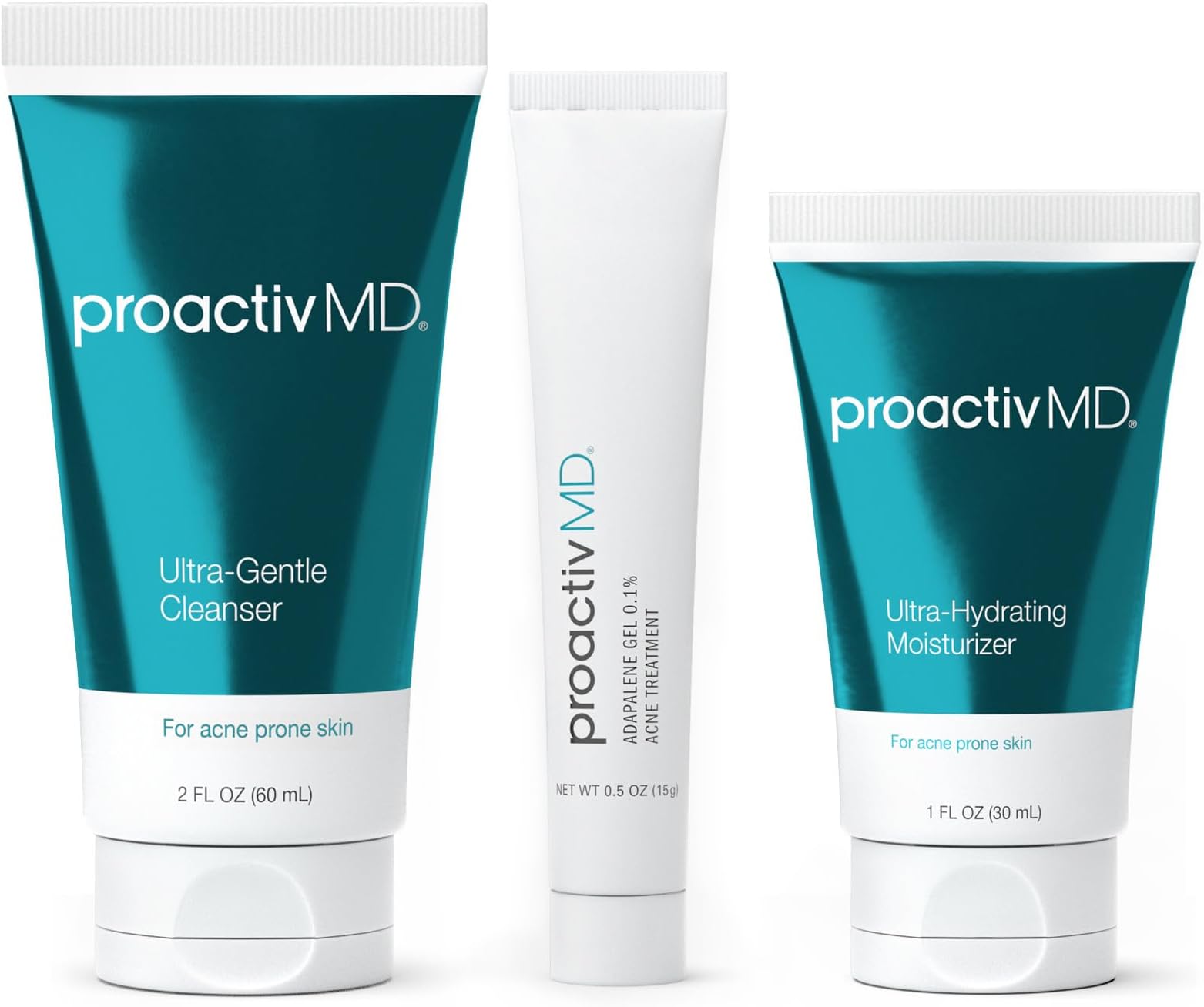 Proactiv MD 3-Step Routine, Ultra-Gentle Face Cleanser, 0.1% Adapalene Gel Treatment, Ultra-Hydrating Moisturizer, 30-Day Acne Treatment Kit