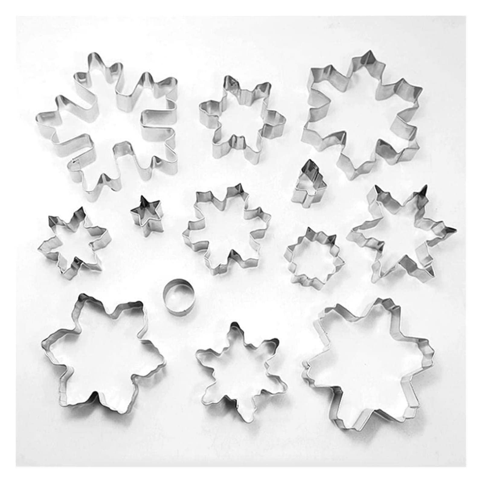 Moldes hechos a mano para hacer manualidades, moldes de Navidad, moldes de galletas, moldes de copo de nieve, cortadores de galletas para cocina, hornear, decoración de pasteles (10 piezas)