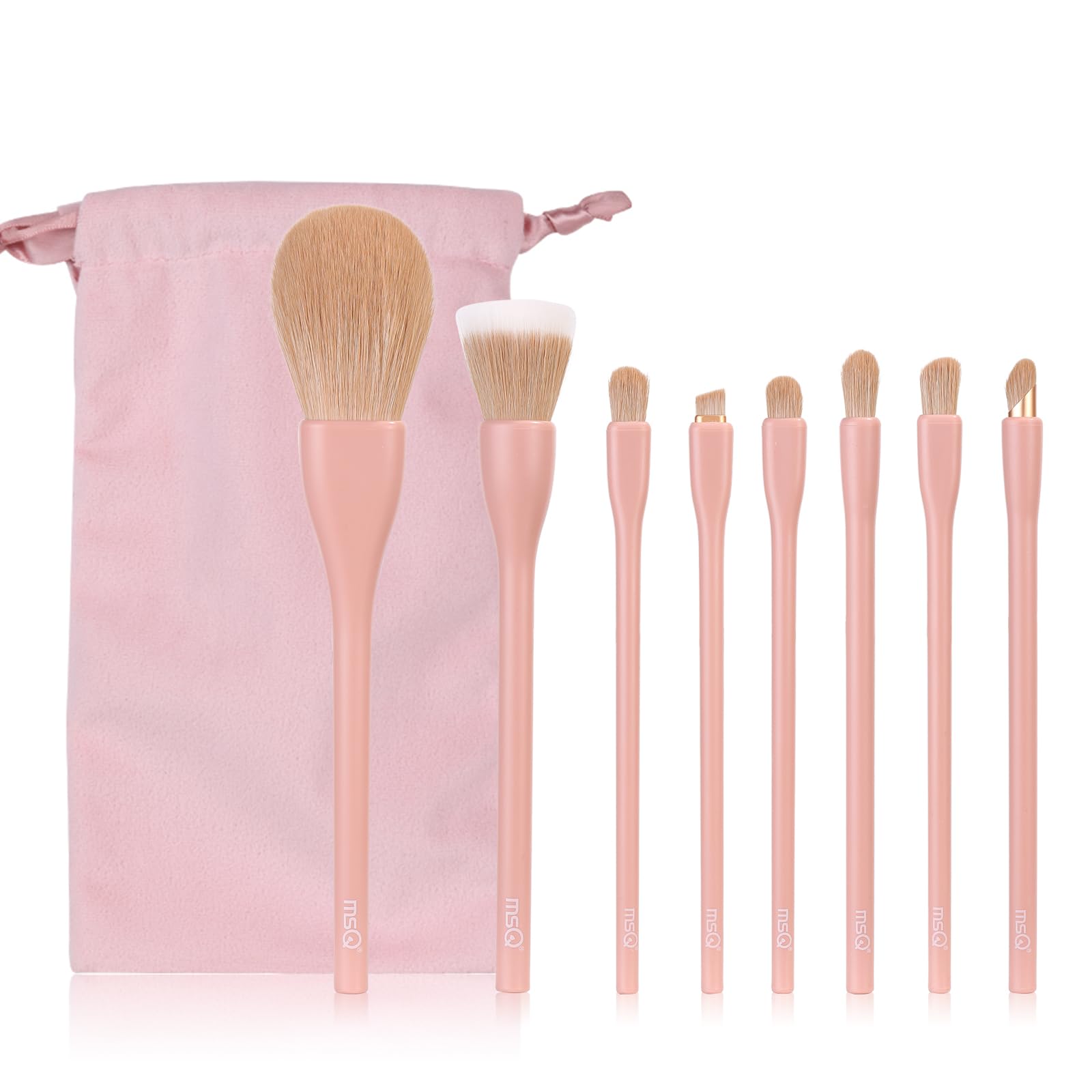 MSQ Make Up Brushes 8Pcs Makeup Brush Set Powder Brush Concealer Blending Brushes Set Stipping Brush Eyeshadow Brushes (Pink)