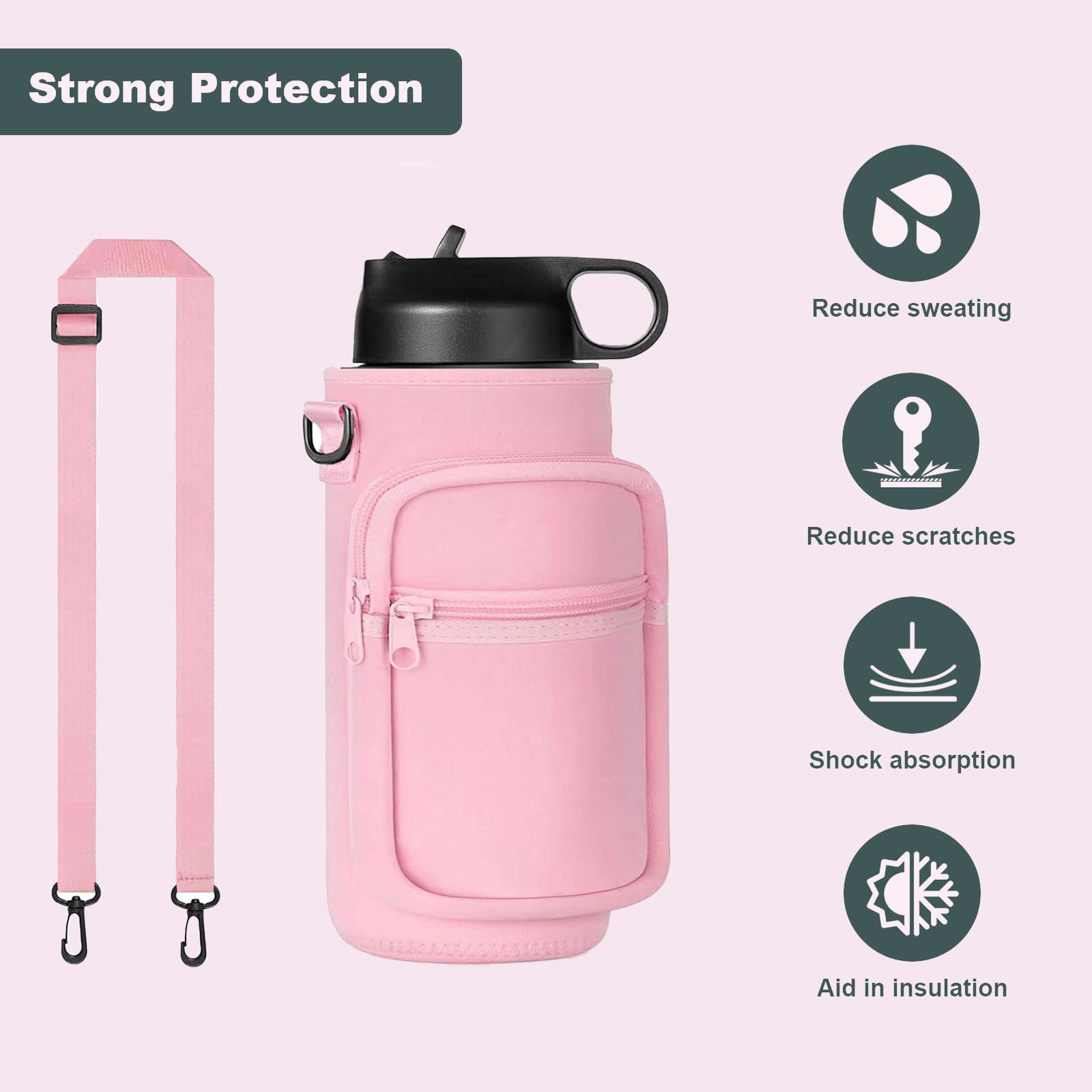 Neopren-Wasserflaschen-Tragetasche, 1134 g, mit Handytasche, Crossbody