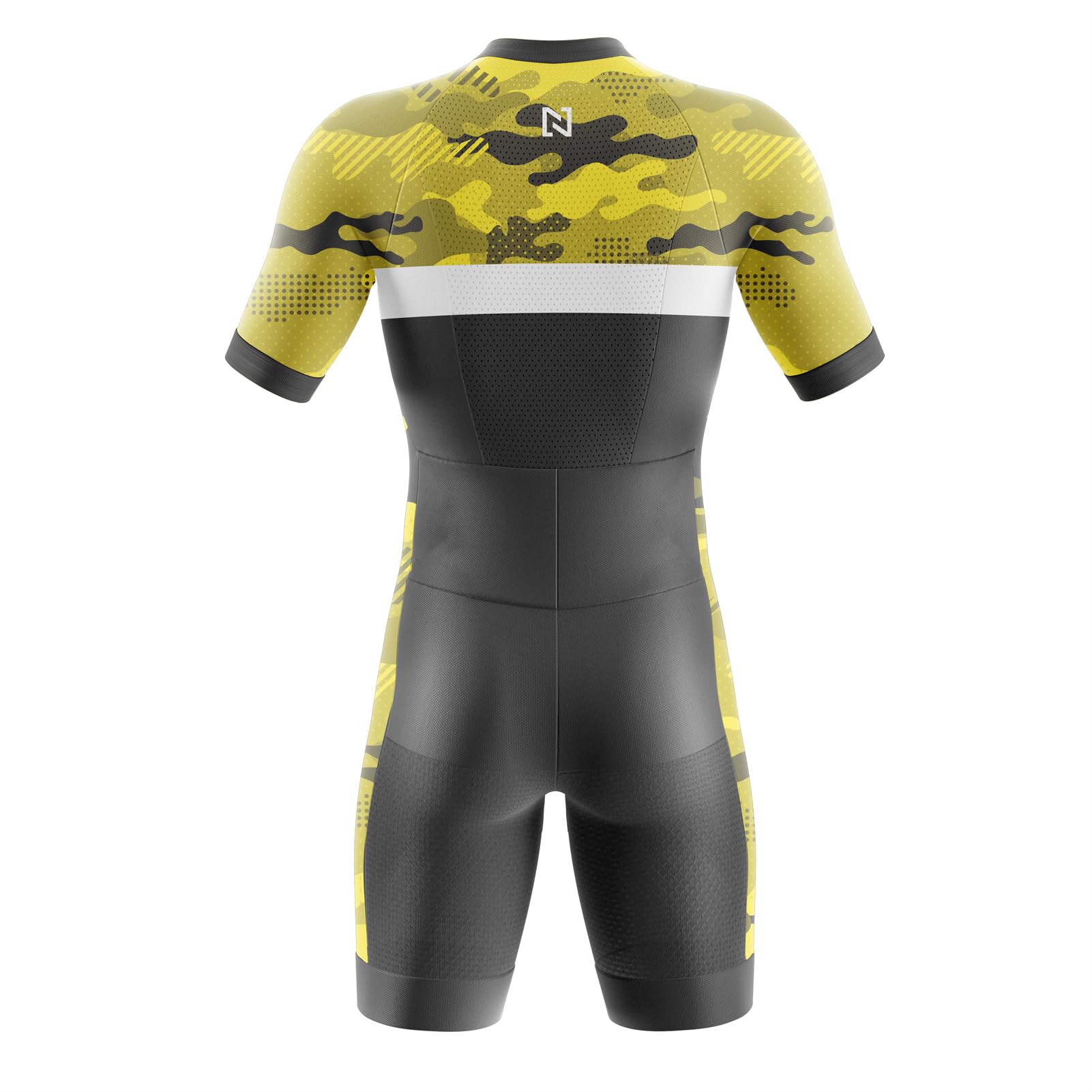 Tuta da Triathlon a Maniche Corte da Uomo, Triathlon Unisex, MTB Body Trisuit Cycling Skinsuit with Gel Pad per Nuoto/Corsa/Ciclismo, Abbigliamento Ciclismo