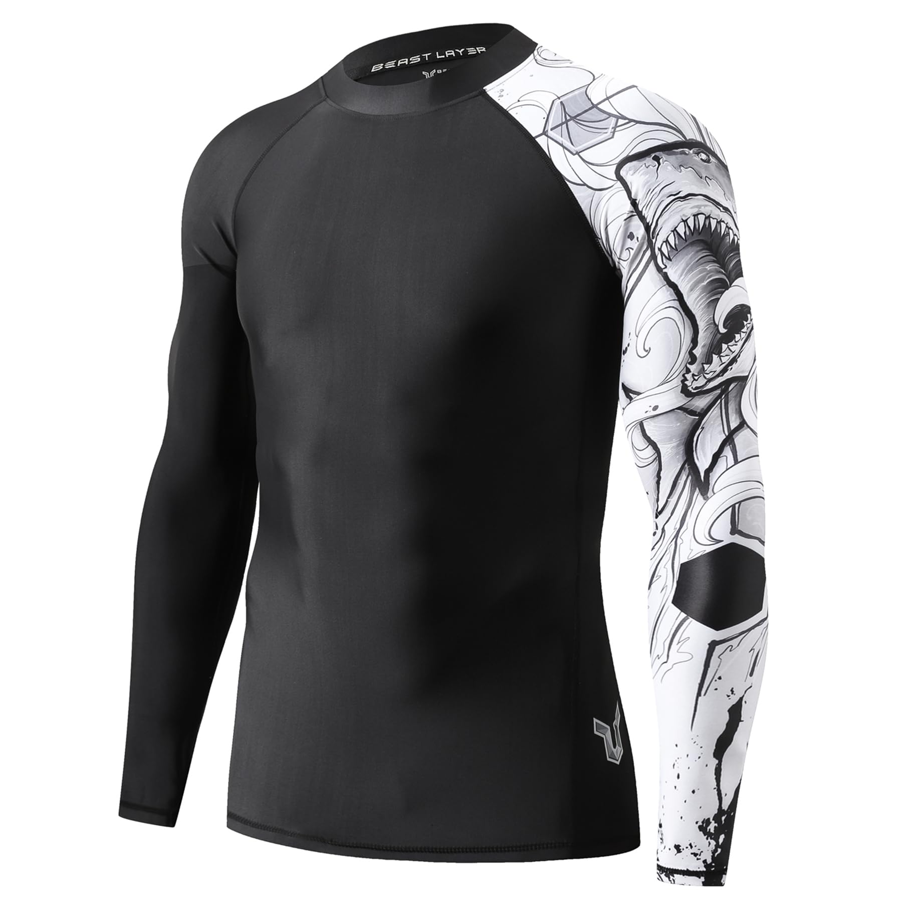 HUGE SPORTS Men's Swim Shirts Long Sleeve UPF 50+ Rash Guard Sun Shirts UV Sun Protection
