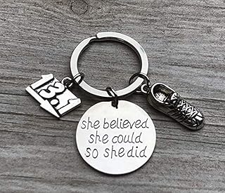 Sportybella 13.1 Keychain, Half Marathon Runner She Believed She Could So She Did Charm Keychain, Running Jewelry, 1/2 Mar...