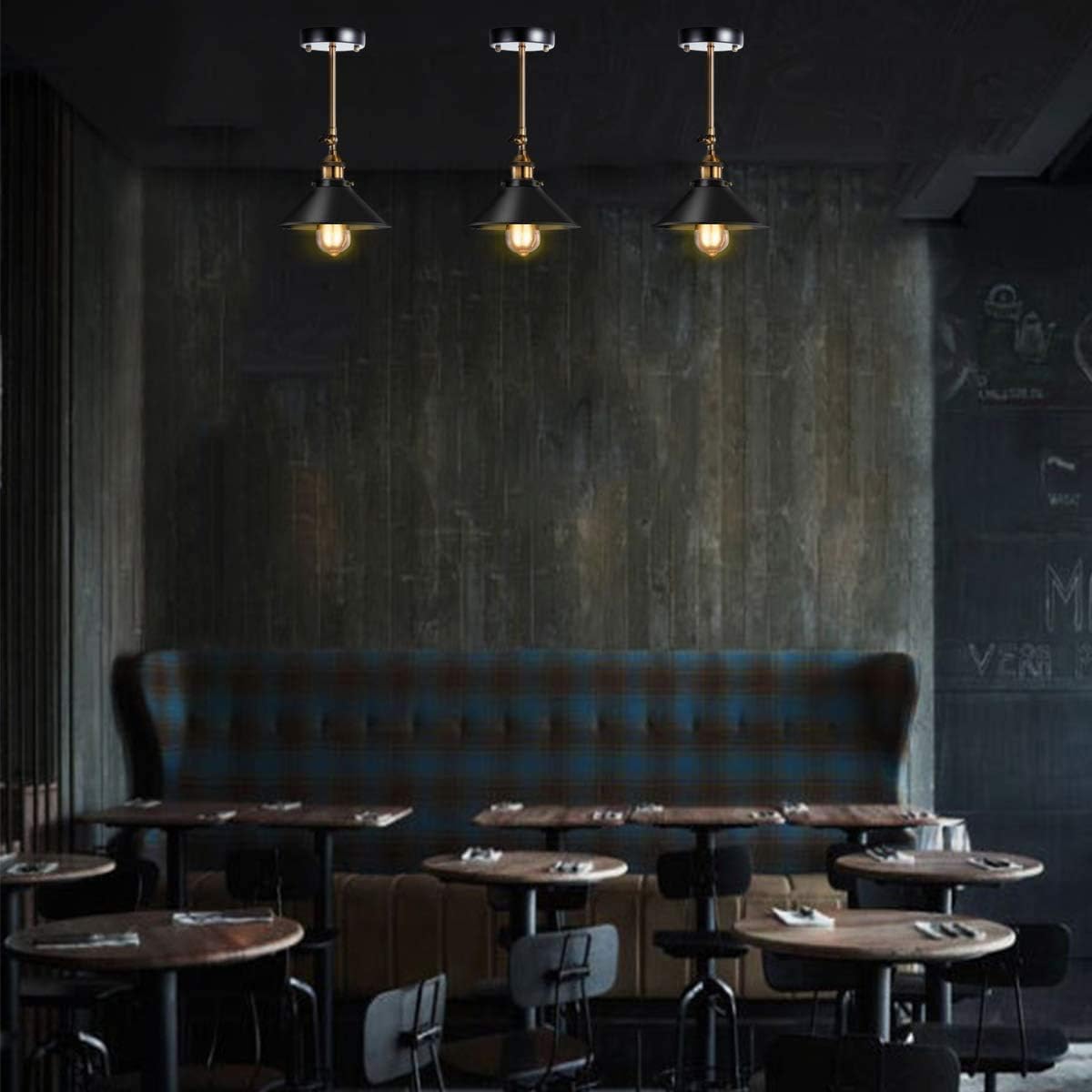 FIRVRE Wandleuchte Industrial mit Schirm, Wandlampe Innen Schwarz E27 Industrial Style, Wandlampe Rustikal Vintage Einstellbarer Lichtkopf für Schlafzimmer, Wohnzimmer, Treppen, Flur(2er Pack)