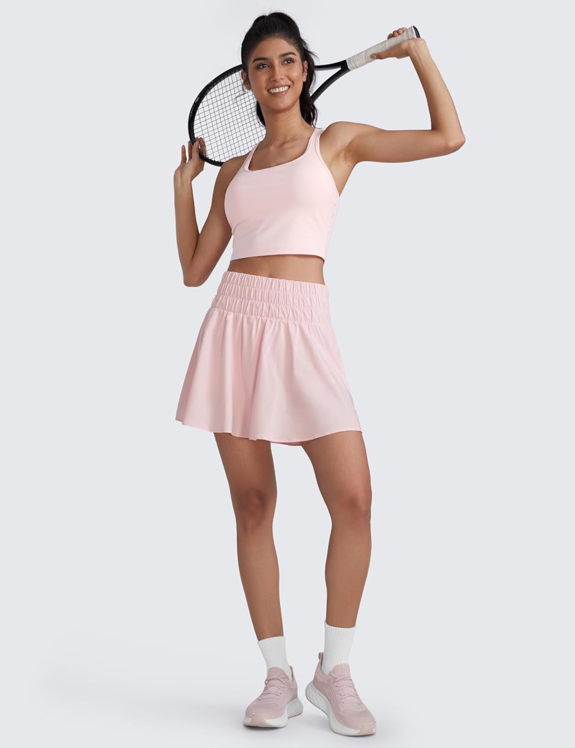 CRZ YOGA High Shirred-Waisted Tennis Skirts for Women - Mini Lined Golf Casual Athletic Flowy Skorts with Pockets - Image 3