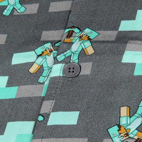 Minecraft Shirt Diamond Armor Steve Hawaiian Button Down Camp Collar Short Sleeve Shirt2