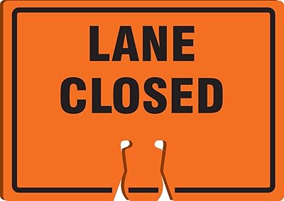 Accuform FBC730 Plastic Traffic Cone Top Warning Sign, Lane Closed