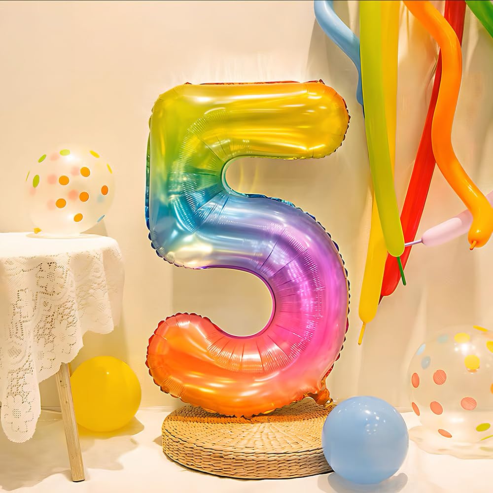 Foil Globo Número 5 Azul 40" (101cm), Inflable Helio o aire, Gigante Numeros 0-9, 10-19, 20-29, 30-100, Grande Globos Decoración para La Boda Aniversario y Cumpleaños Fiestas — view 441