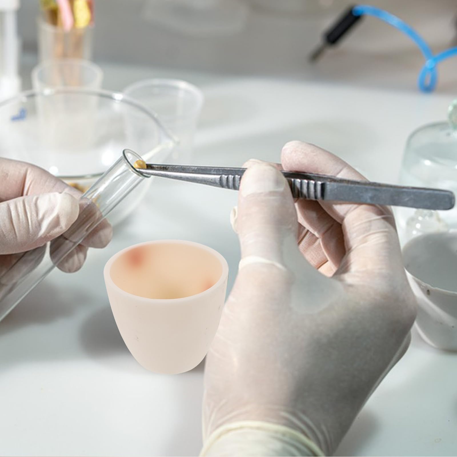 iplusmile Crogiolo in ceramica accessori da laboratorio 4,80 x 4,80 x 12,00 cm tazza da laboratorio in ceramica per analisi di laboratorio e crogiolo applicazione