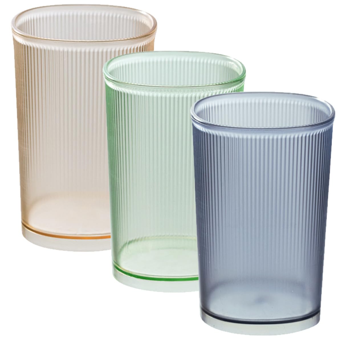 3 Piezas Vasos para Cepillos de Dientes y Enjuague Bucal de 500ml, Diseño Simple Acabado Mate, Material Pet Resistente y Apilable para Uso Hogar