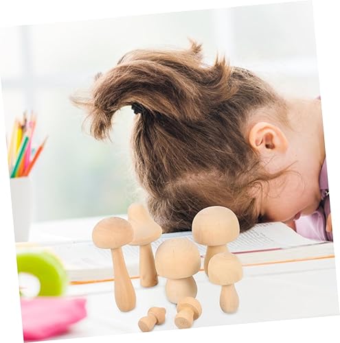 Miniatura 9 de EXCEART 42 Pcs White Mushroom Natural Unfinished Mushrooms Nativity Toys for Kids DIY Mushroom Crafts Christmas Peg Mushroom Head Pegs Gnome Peg