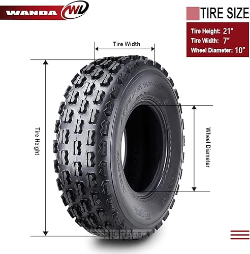 Miniatura 5 de WANDA (2) Neumáticos deportivos GNCC Racing 21x7-10 aptos para Yamaha Raptor 350 660 700 YFZ450 delanteros