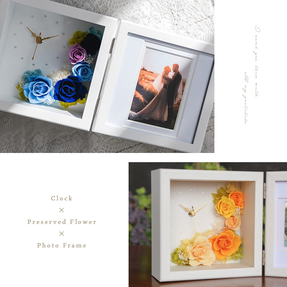 Amazon.co.jp: プリザーブドフラワーフォトクロック Arvo 【オリジナル
