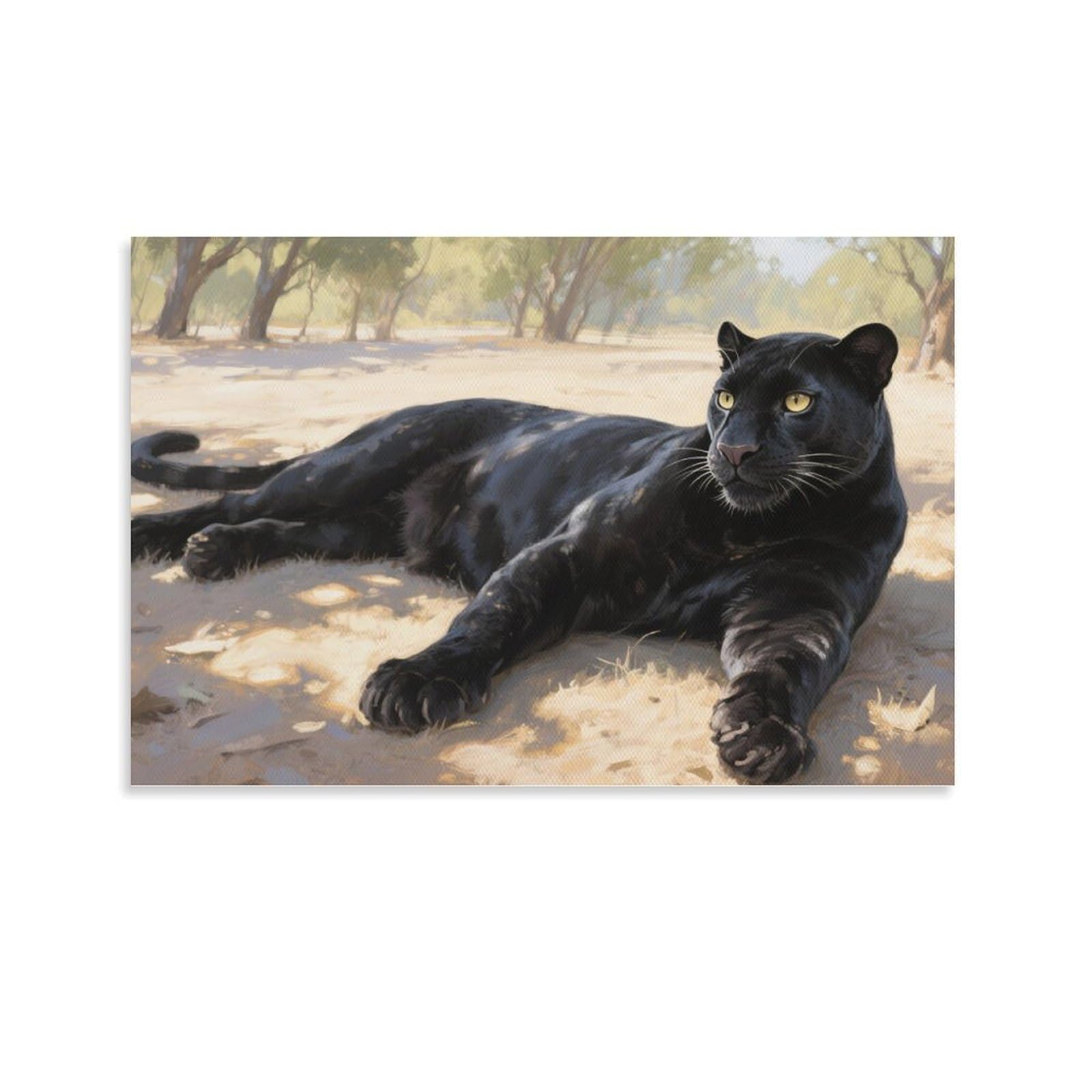 YYVKPMLXC Black Panther Picture Print Canvas Sunny Wilderness Wall Art Giclee Artwork Painting Ready To Hang for Home Decor 16x24inch(40x60cm)