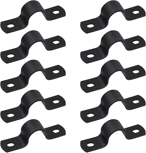 MY MIRONEY Abrazaderas de tubo de metal negras en forma de U, abrazaderas de tubo en forma de silla de montar, diámetro de 0.59 pulgadas con 2
