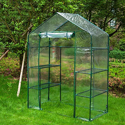 Preisvergleich Produktbild Daily Necessities Begehbares Pflanzengartengewächshaus, Kunststoff-Gewächshauszelt mit Regalen, Winterfrostschutz mit Klammern, Zum Anbau von Gemüse / Blumen / Kräutern