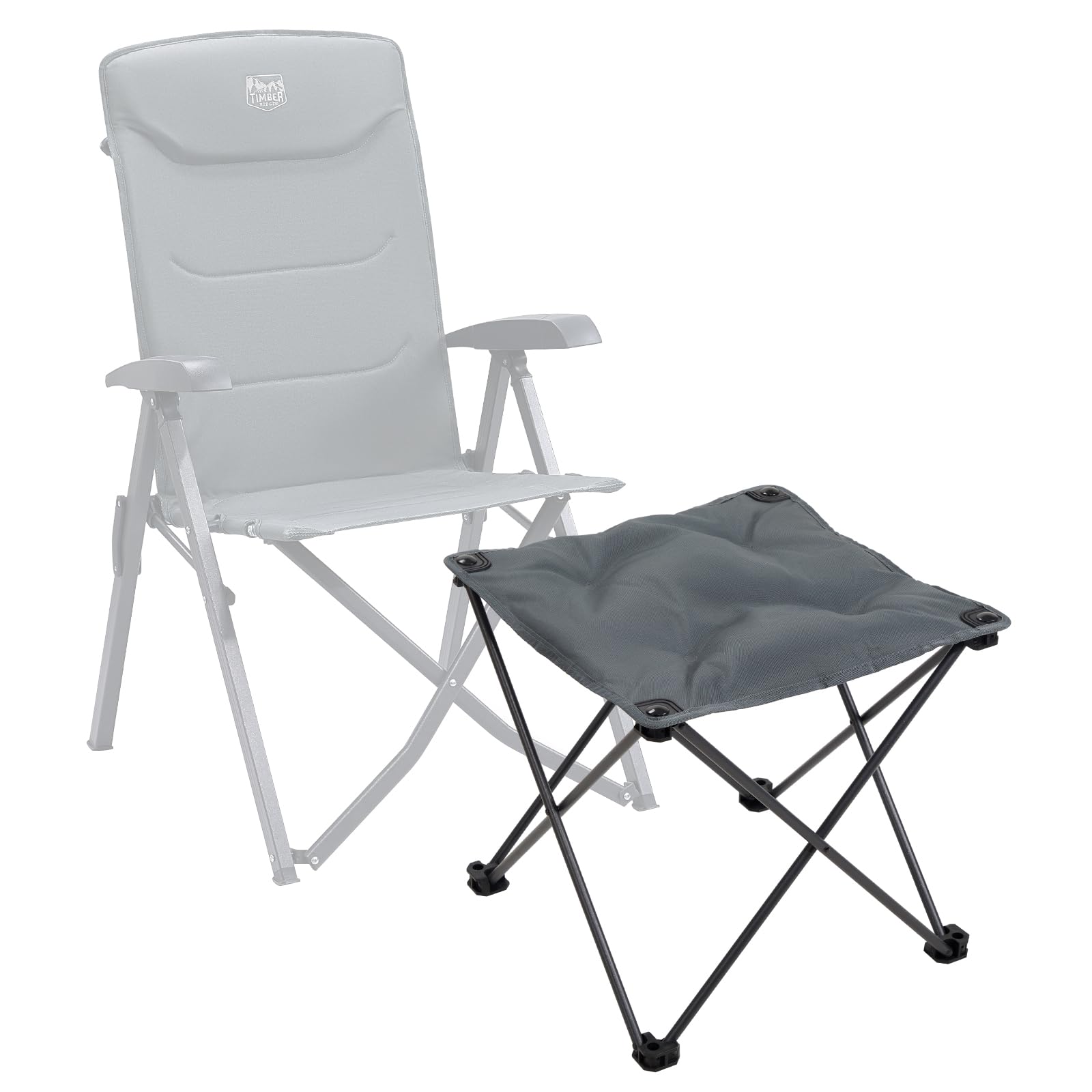 TIMBER RIDGE Folding Camping Footrest Padded Ottomans Portable Camping Stool Collapsible Garden Footstool Lightweight with Carry Bag for Bedroom Outdoor Fishing Hiking BBQ Patio Office, Black (Grey)