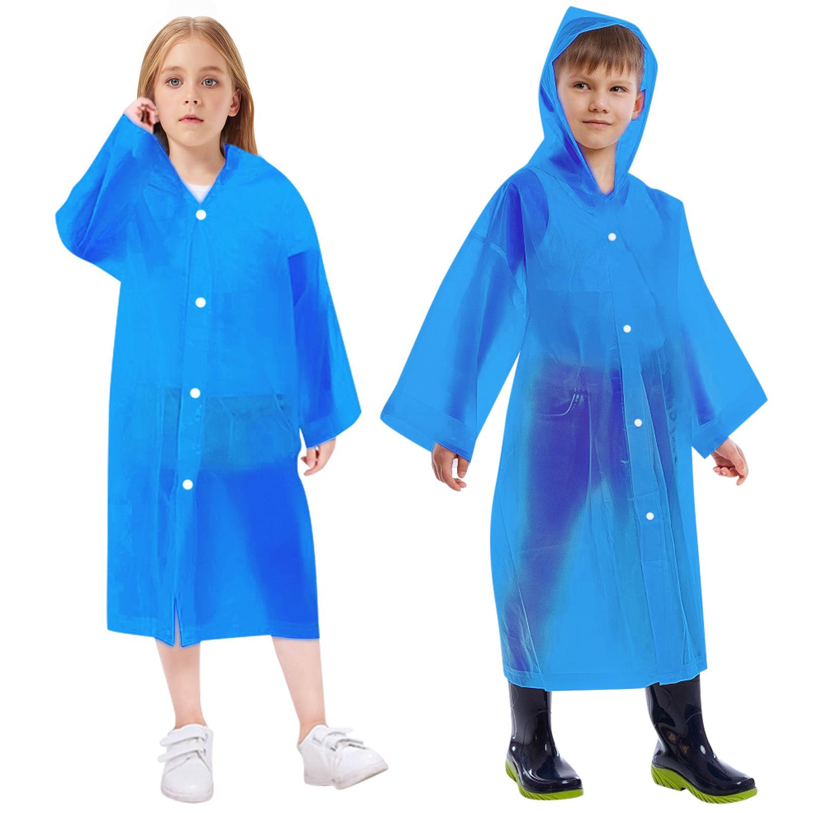 Vicloon Chubasquero Niño 2PCS Reutilizable Capas de Lluvia Impermeable EVA Poncho de Lluvia con Capucha Espesar Altura Niño Niña Entre 120-150 cm para Viajar, Senderismo, Acampar y Al Aire Libre — view 11