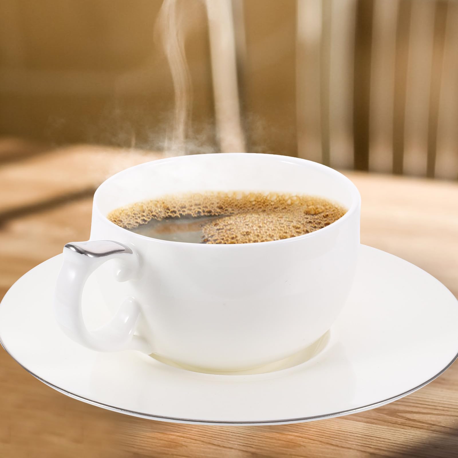 jojofuny Porzellan Kaffee Satz mit Untertasse Keramik 150 Ml Kaffeetasse in Silber für Zuhause und Restaurantgebrauch