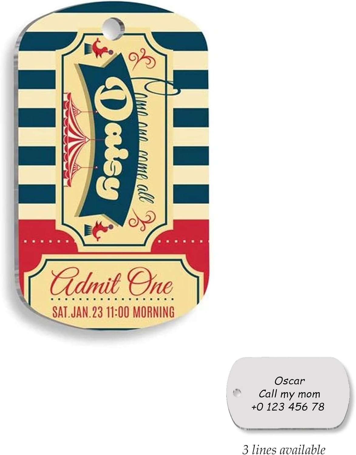 Vintage Train Ticket Personalized Dog Tag - Custom Name Tag - ID Tag for Dog & Cat - Customized Pet Tags - Dog Name Tag - Cat Name Tag - Engraved Dog Tag