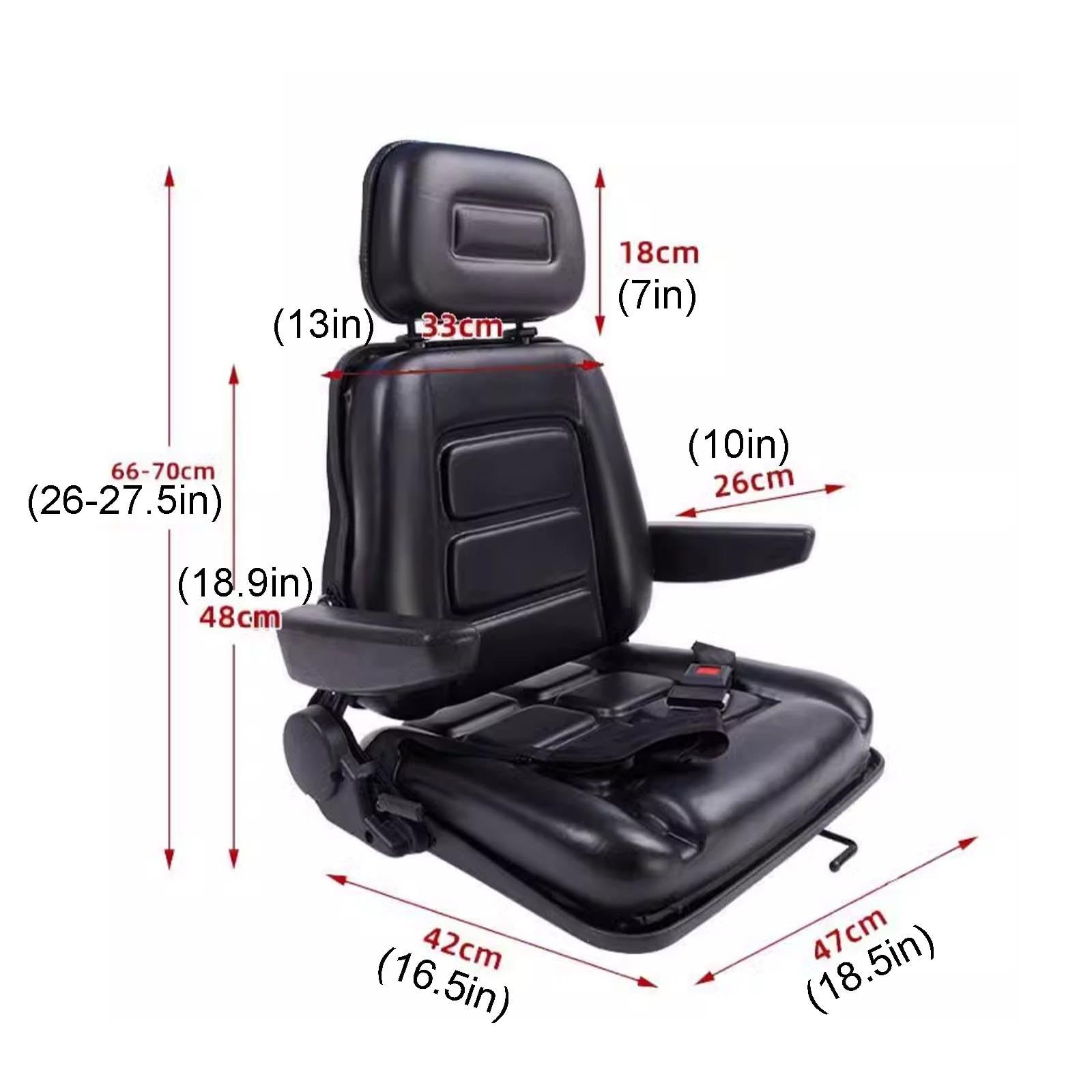 Asiento Universal para Tractor Asiento para Montacargas Respaldo Ajustable y Reposacabezas Reemplazo de Asientos para Cortacésped
