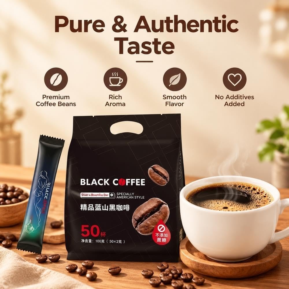 Café negro instantáneo, 50 barras, 100 g