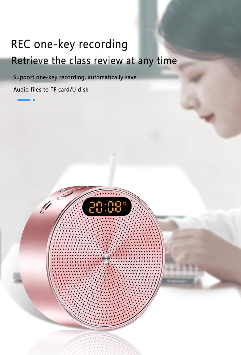 Amplificador de Voz, Reloj inalámbrico Megáfono Amplificador de Voz portátil Guía del Profesor Micrófono Altavoz 5W
