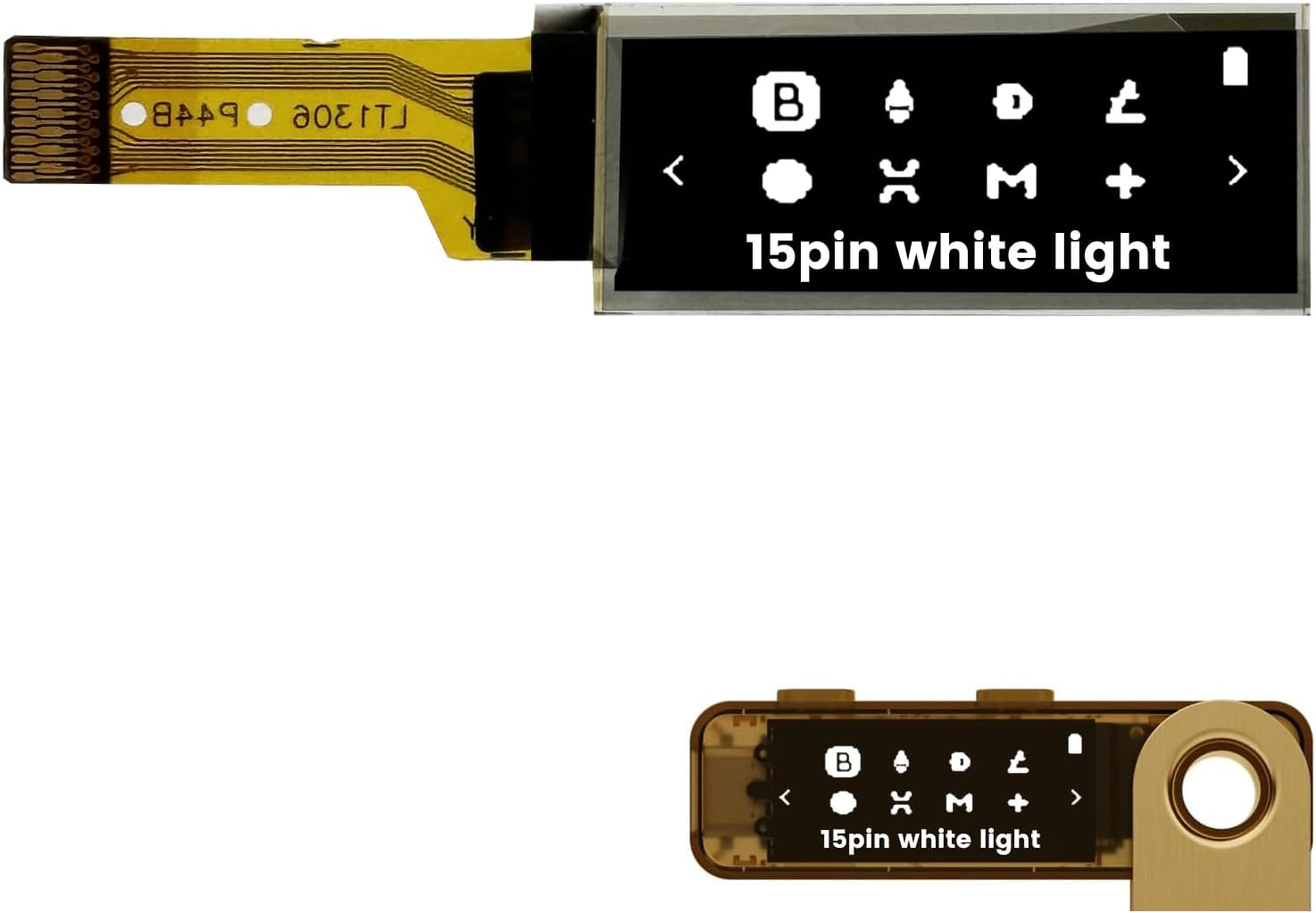 elecsung 1PCS OLED LCD Display Module, 0.91" 4 Wire SPI Serial OLED Screen Driver,128x32 3.3V ~ 4.2V for Ledger Nano S (15Pin White Light, 1pcs)