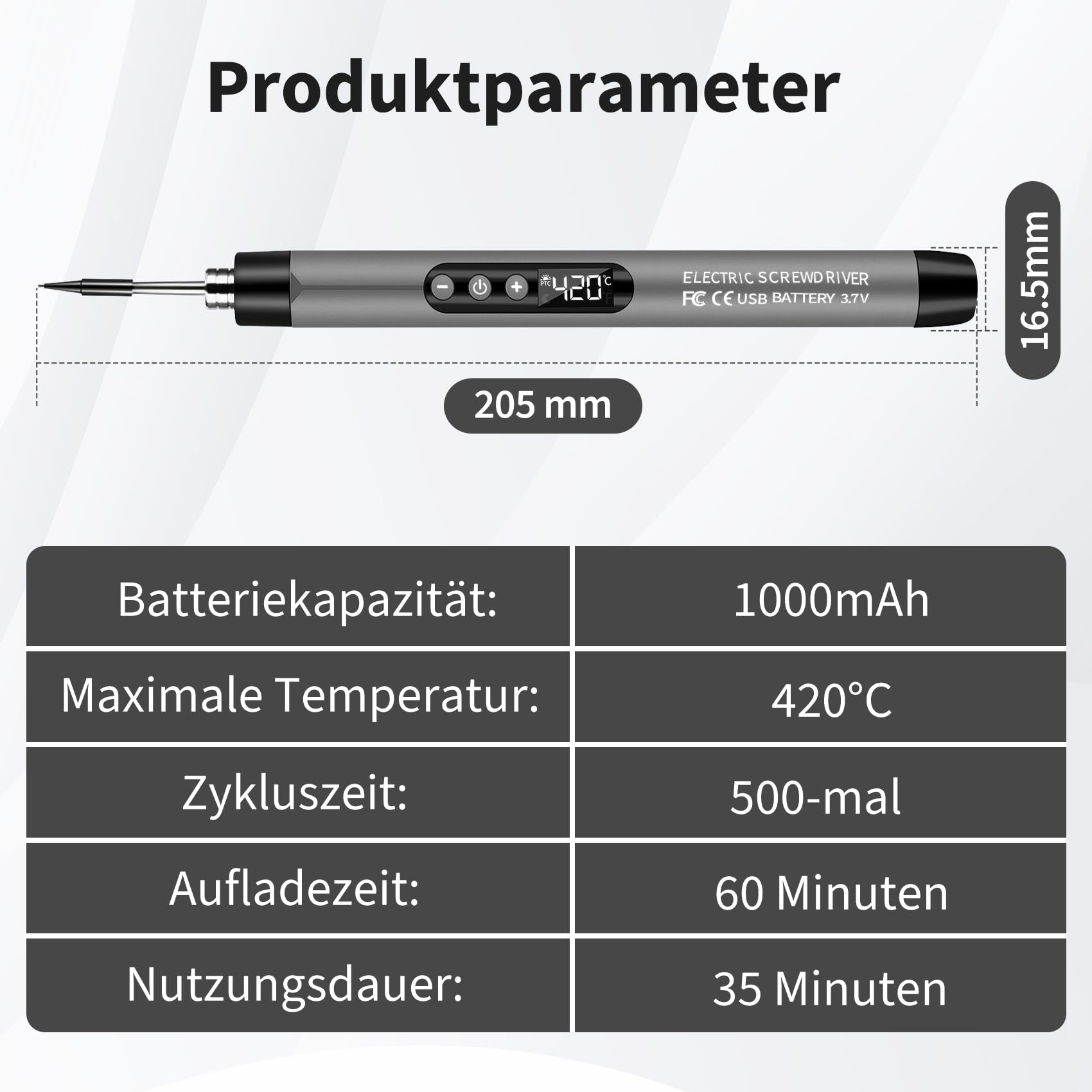 Daakro - Kit de soldador inalámbrico USB con temperatura ajustable, 3 fallas de soldadura, alambre de soldadura, pasta de soldadura, kit de soldadura para trabajos eléctricos (gris)