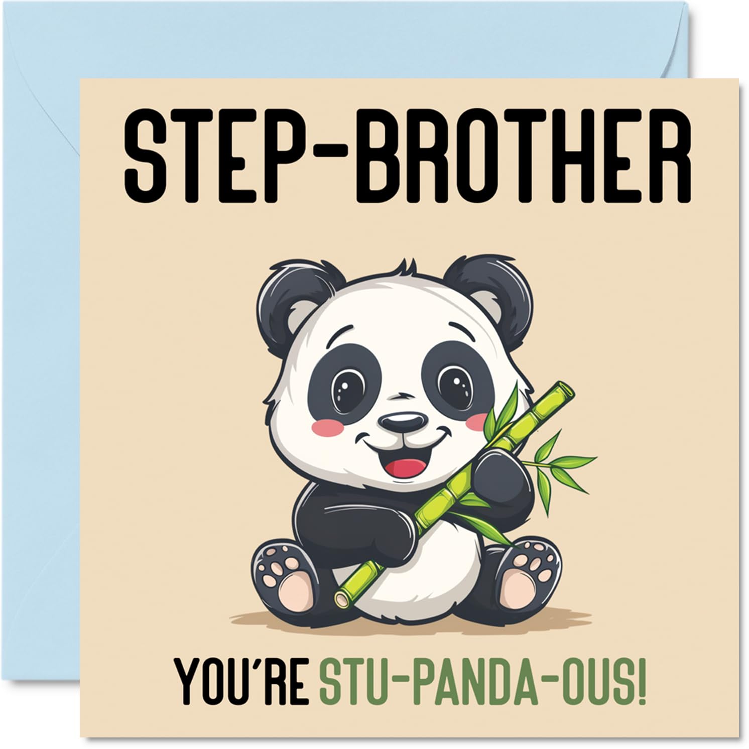 Birthday Cards for Step Brother - Stu-Panda-ous - Funny Happy Birthday Card for Step-Brother from Step Sister, Sibling Gifts, 145mm Joke Greeting Cards Men Him