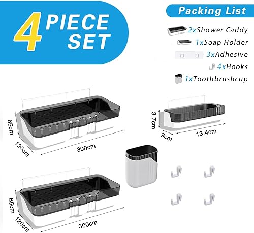 Miniatura 9 de WeshyiGo Paquete de 2 cestas de ducha organizador de ducha separable sin perforación estante de ducha de doble capa utilizado para baño y cocina