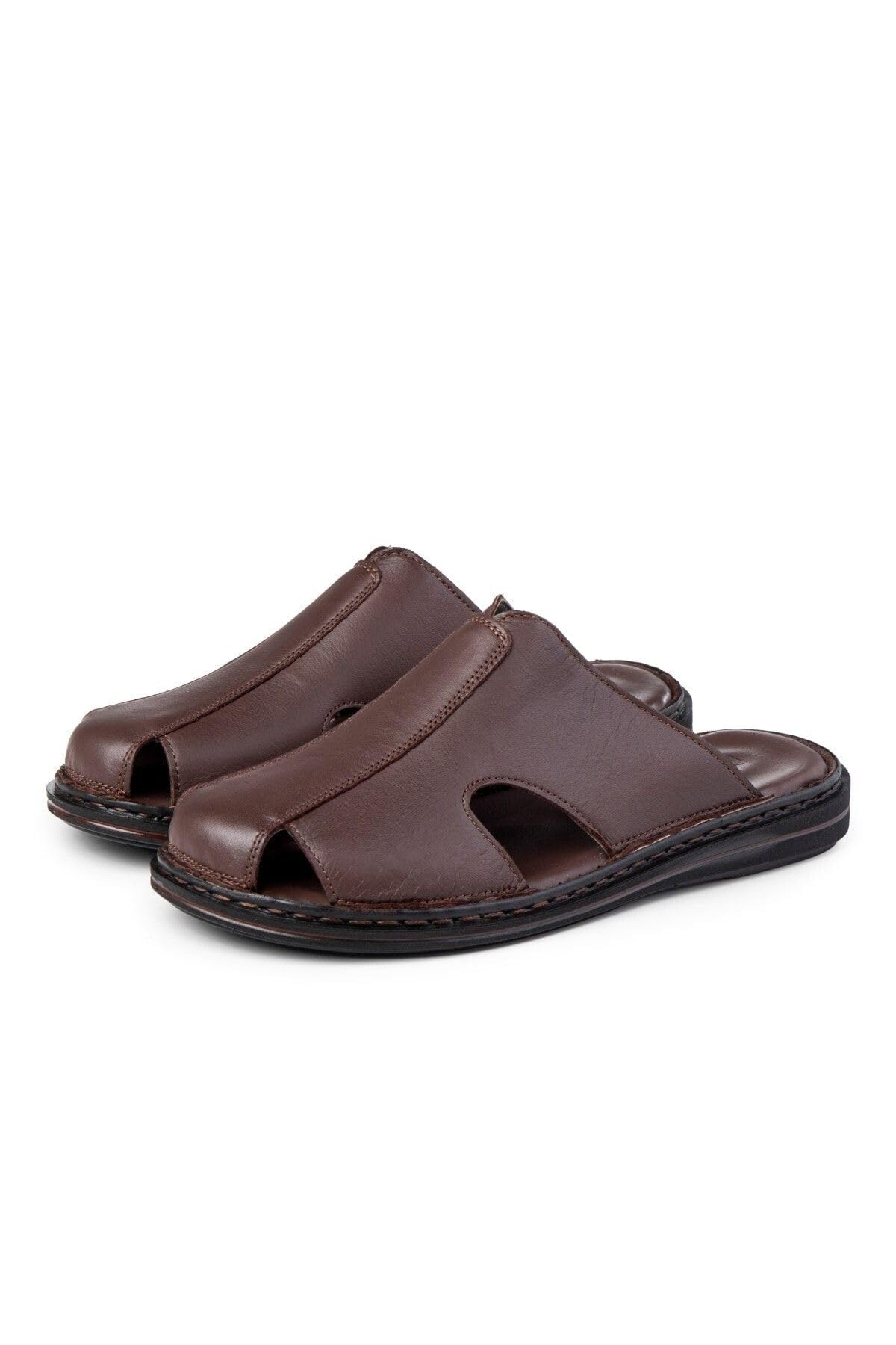 Ducavelli Stan Genuine Leather Mens Slippers Genuine Leather Slippers Orthopedic Sole Slippers Light Leather Slippers Closed Front Slippers