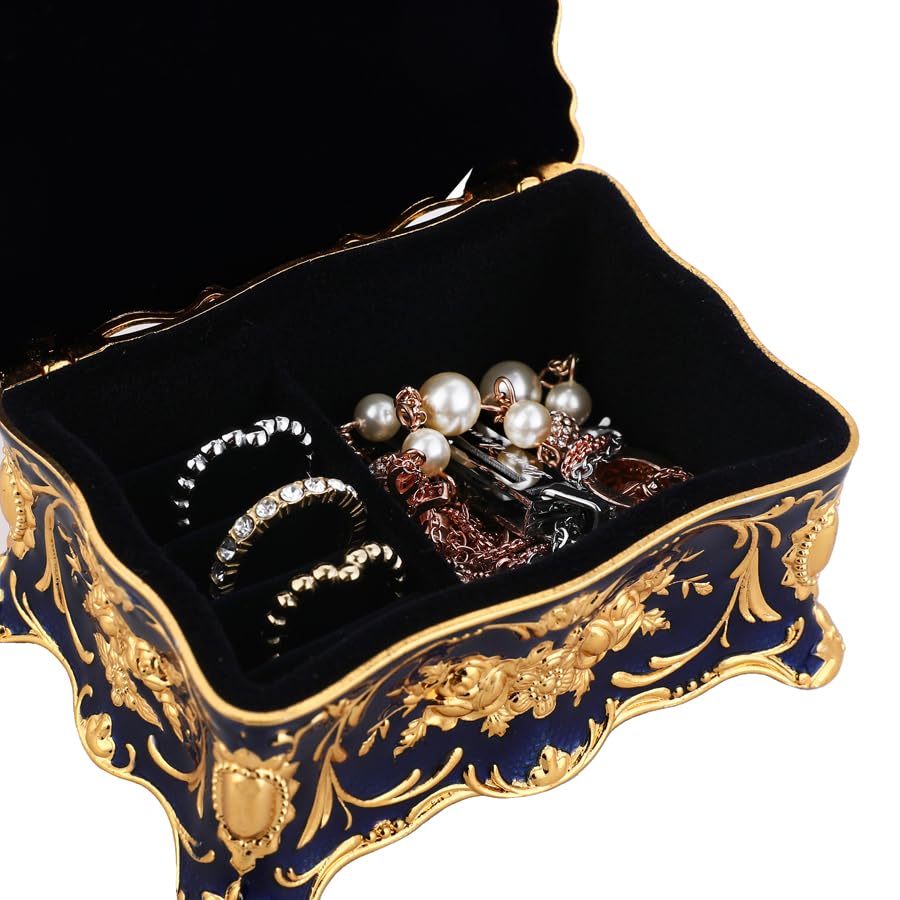 Joyero retro europeo de metal, caja de almacenamiento de joyas, caja de joyería creativa, caja de decoración de recuerdo, caja decorativa ornamentada para boda, regalo de cumpleaños