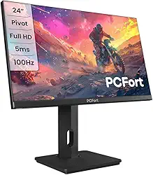 Monitor Gamer PCFort T2422 23,8" 100hz Led Full HD - HDMI - VGA - PIVOT com Ajuste de Altura