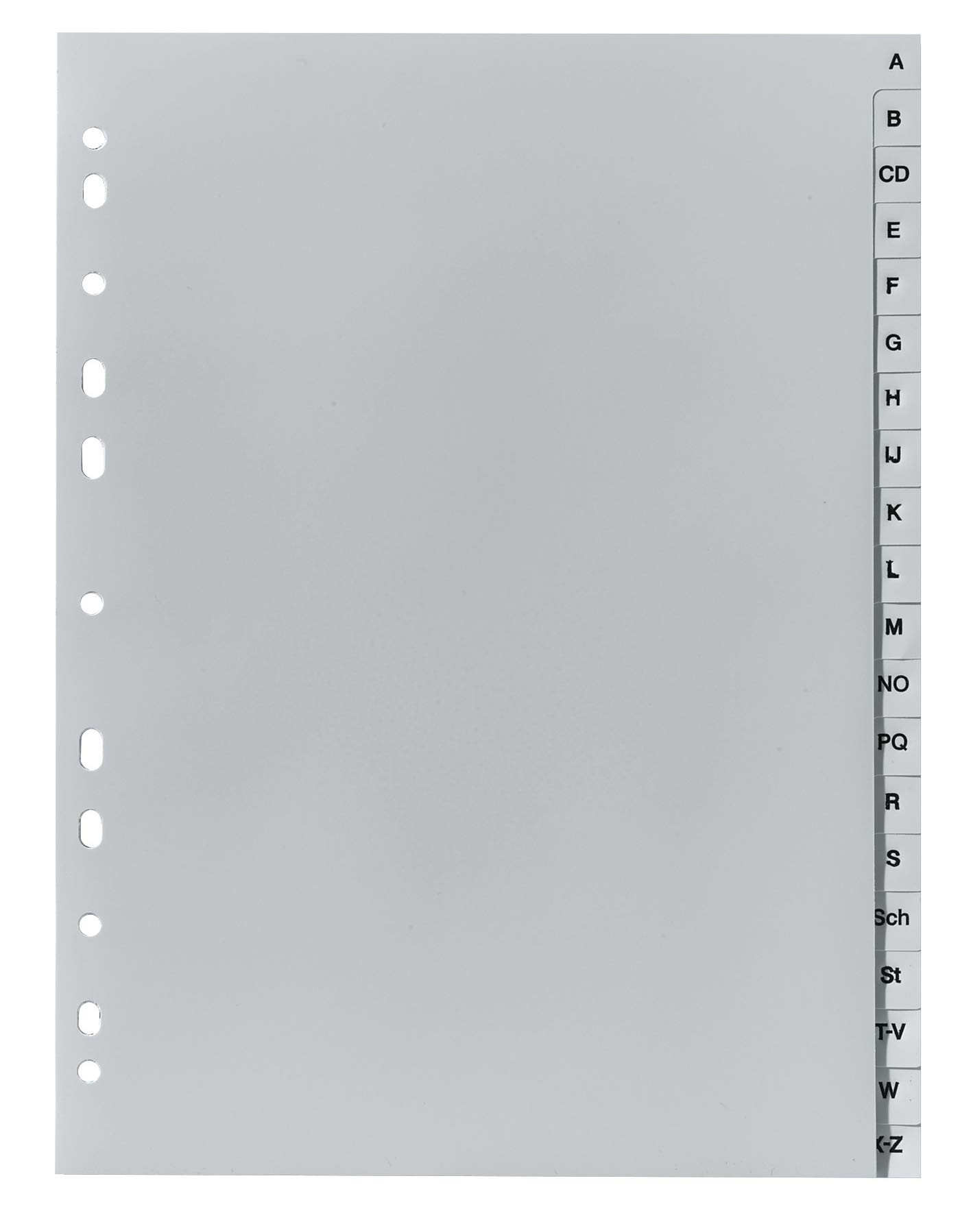 Exacompta - Ref. 1720B - 1 Gray recycled PP alphabet printed dividers A-Z (German alphabet) - 20 positions - A4 - Gray