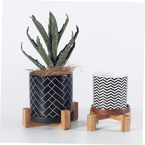 Miniatura 7 de GANAZONO Soporte de cuatro patas para macetas de mesa, soporte para macetas para exteriores e interiores, estante para plantas, estante de madera,