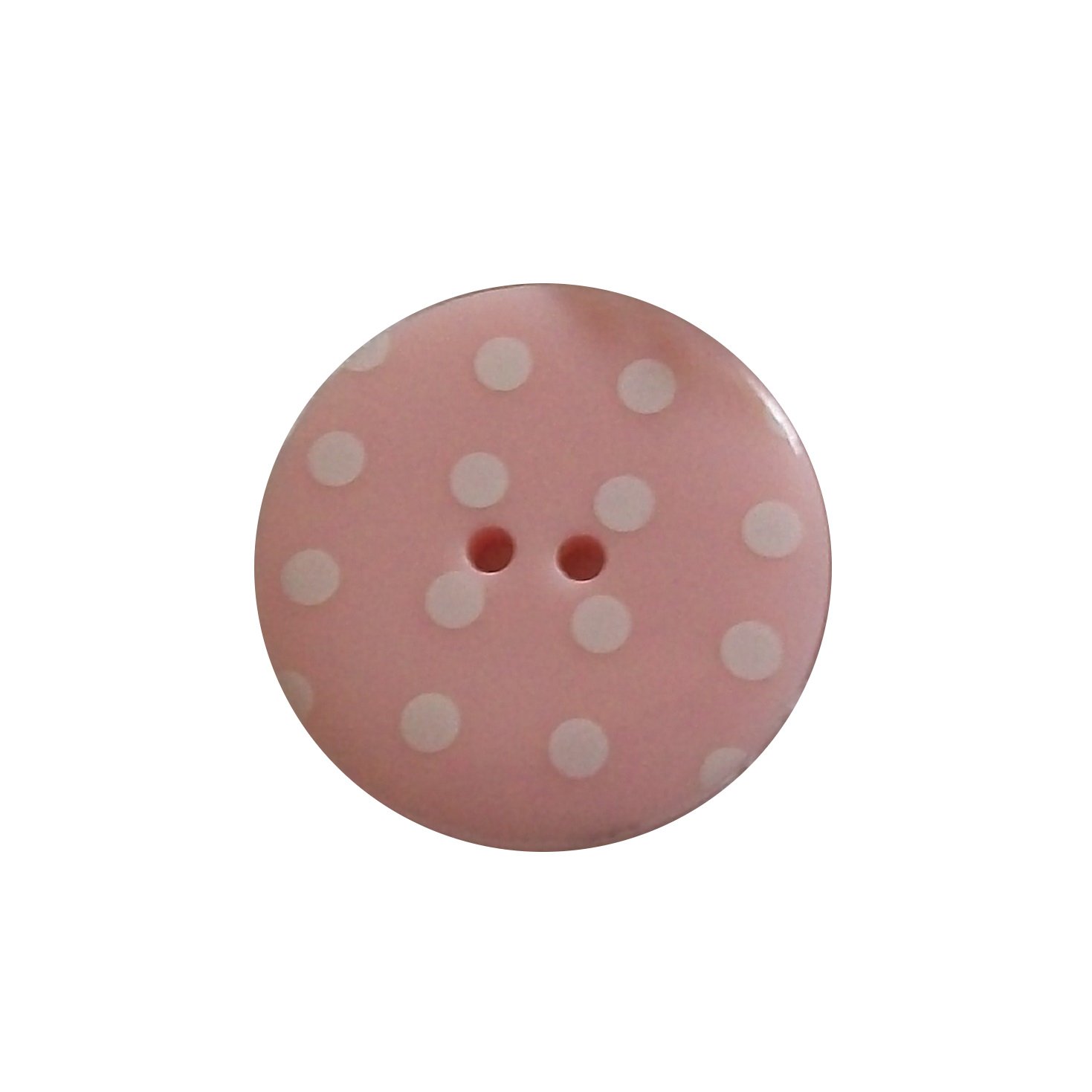 Round Plastic Polka Dot Spot 2 Hole Buttons Pack of 5 (15mm, Pale Pink with White)