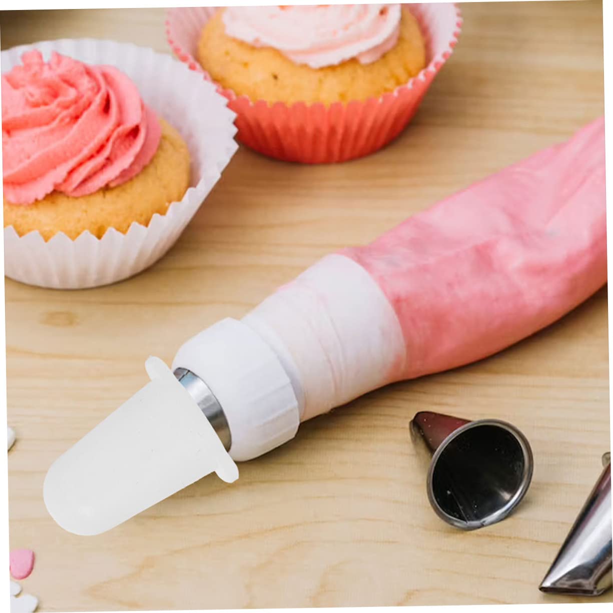 Mikikit Fundas de Silicona 6 de Color Blanco Protección Antirayaduras y Antideslizante para Boquillas de Manga Pastelera para Decoración de Pasteles en Eventos