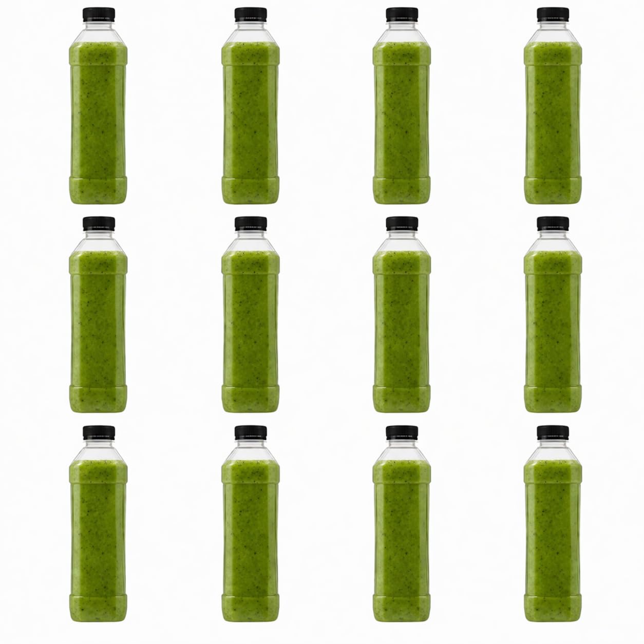 Tec Clear With Black Lid Chemicals Plastic Juice Bottles 1 Litre Square With Tamper Evident Black Lids Caps Reusable For Water Protein Shake Active Drink Clear Containers Juicing Bulk (18)