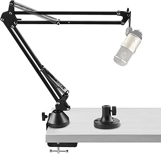 Geekria for Creators Microphone Arm Compatible with Neumann TLM 102, TLM 103, TLM 107, TLM 49, U 87 Ai Mic Boom Arm with Tabletop Flange Mount, Suspension Stand, Mic Scissor Arm, Desk Mount Holder