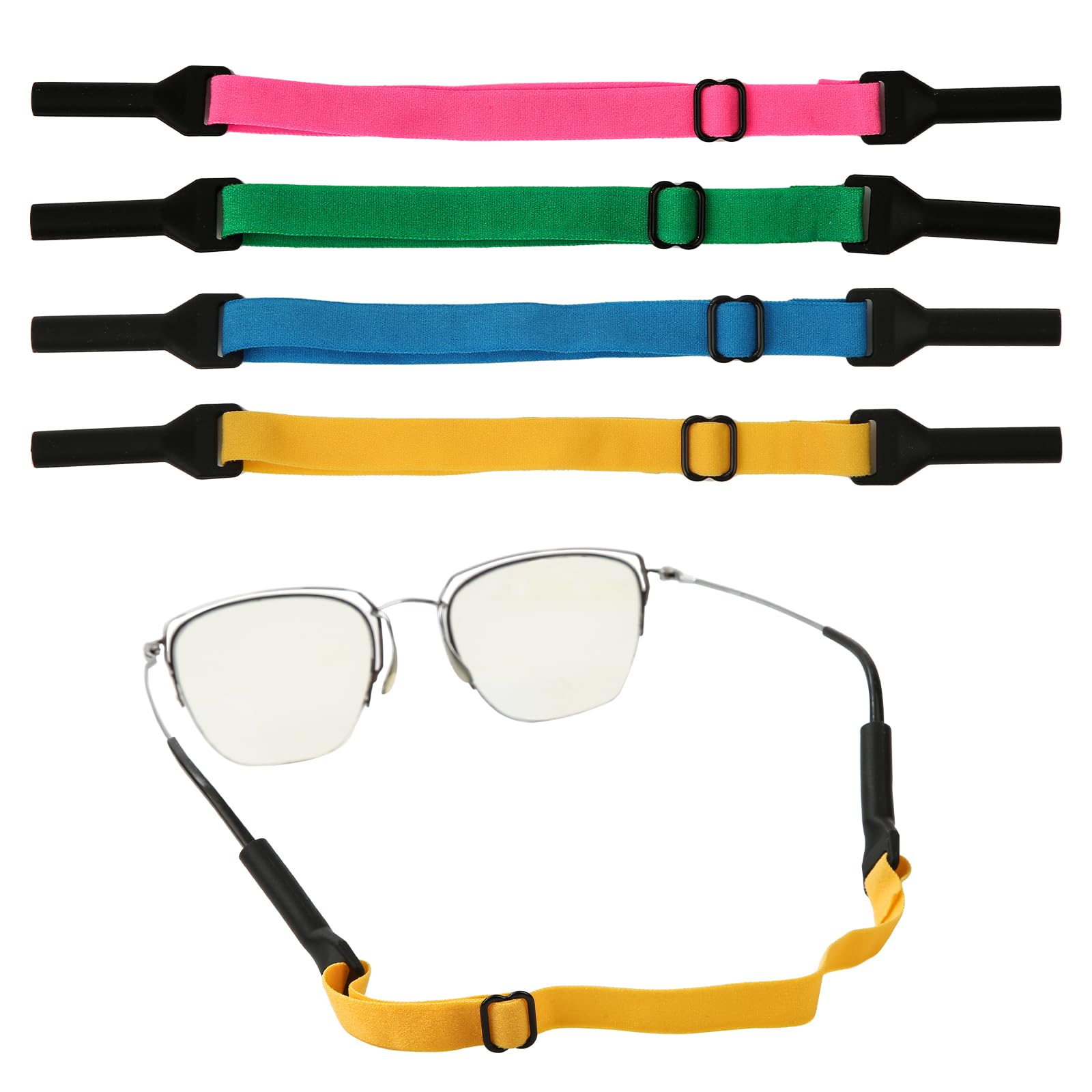 LUTER 4 Piezas de Correas ajustables Para Gafas, Correa Universal para Gafas Gafas Cuerda para Gafas de Sol para Hombres Mujeres Adolescentes Gafas de Sol (Cúrcuma, Verde, Azul, Rosa Roja)