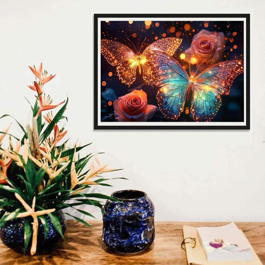 5D motyl diamentowy zestaw do malowania dla dorosłych, DIY zestawy do malowania kwiatów Diament, pełne zestawy artystyczne, kwadratowy kryształ górski haft krzyżykowy malarstwo dla dorosłych